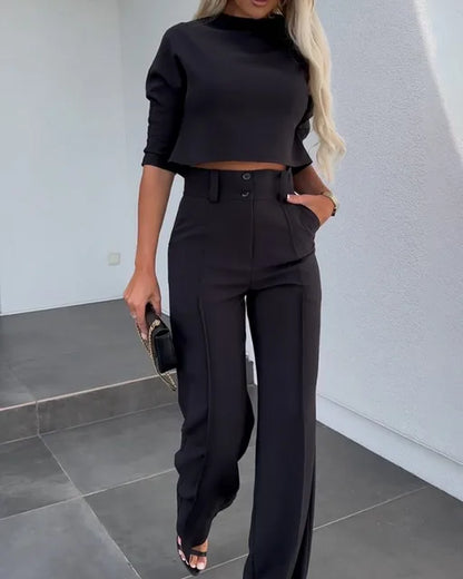 Alwine | Elegant Crop Top och Byxor för Kvinnor